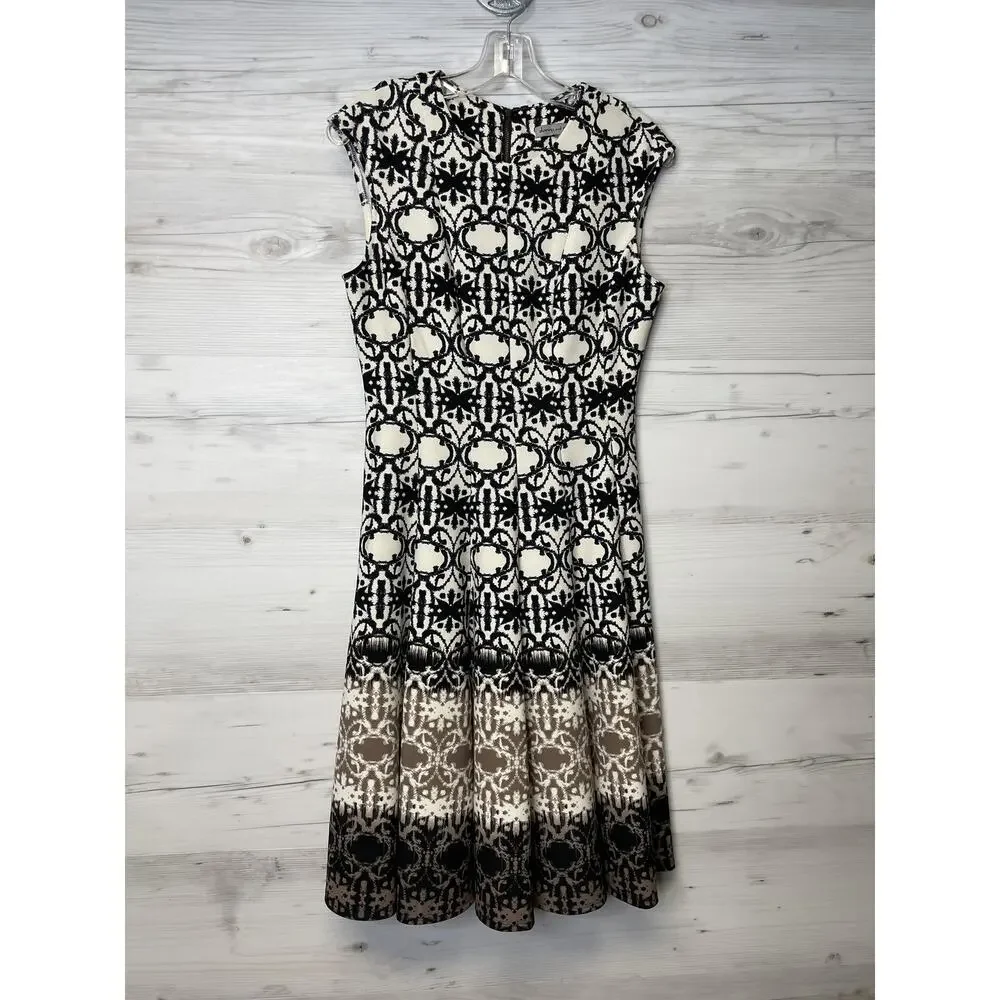 Danny and Nicole Dress Womens 4 Sleeveless Fit Flare‎ Jacquard Pattern